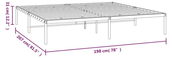 VidaXL Πλαίσιο Κρεβατιού Μαύρο 193 x 203 εκ. Μεταλλικό