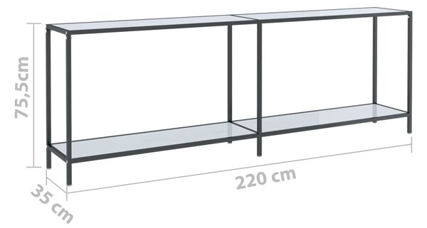 VidaXL Τραπέζι Κονσόλα Λευκό 220 x 35 x 75,5 εκ. από Ψημένο Γυαλί