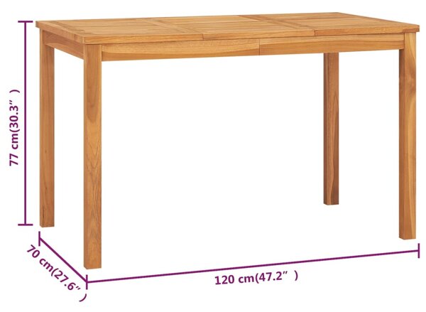 VidaXL Τραπεζαρία Κήπου 120 x 70 x 77 εκ. από Μασίφ Ξύλο Teak