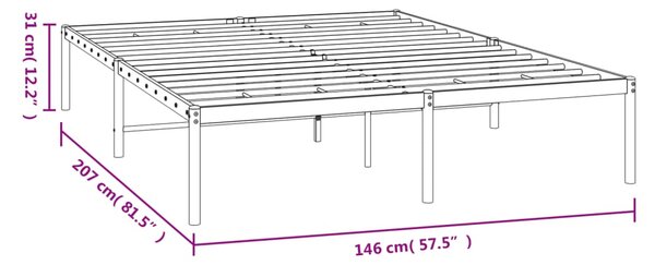 VidaXL Πλαίσιο Κρεβατιού Μαύρο 140 x 200 εκ. Μεταλλικό