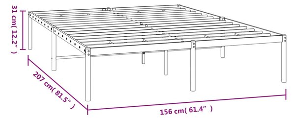 VidaXL Πλαίσιο Κρεβατιού Λευκό 150 x 200 εκ. Μεταλλικό