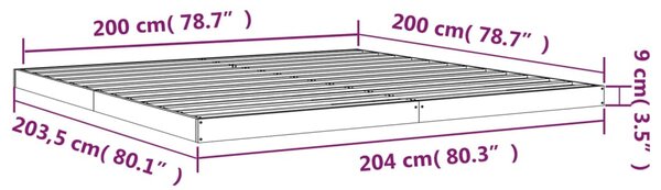 VidaXL Πλαίσιο Κρεβατιού Μαύρο 200 x 200 εκ. από Μασίφ Ξύλο Πεύκου