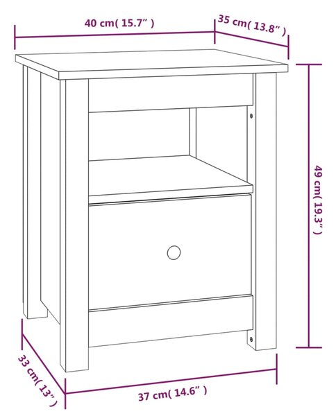 VidaXL Κομοδίνο Μαύρο 40x35x49 εκ. από Μασίφ Ξύλο Πεύκου