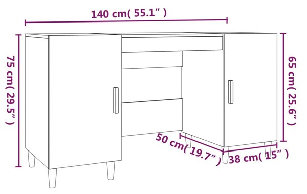 VidaXL Γραφείο Καπνιστή Δρυς 140 x 50 x 75 εκ. από Επεξεργασμένο Ξύλο