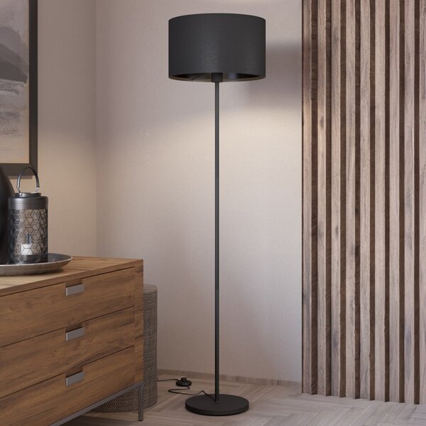 EGLO Maserlo φωτιστικό δαπέδου, μαύρο, ύψος 151 cm, ύφασμα/ατσάλι, Μαύρο, Σαλόνι / τραπεζαρία, Μέταλλο, σύγχρονο