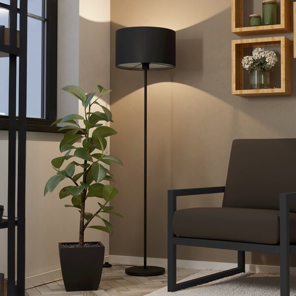 EGLO Maserlo φωτιστικό δαπέδου, μαύρο, ύψος 151 cm, ύφασμα/ατσάλι, Μαύρο, Σαλόνι / τραπεζαρία, Μέταλλο, σύγχρονο