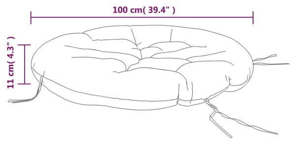 VidaXL Μαξιλάρι Στρογγυλό Γκρι Ø 100 x 11 εκ. από Ύφασμα Oxford