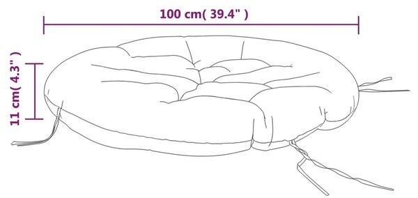 VidaXL Μαξιλάρι Στρογγυλό Μπλε/Λευκό Ριγέ Ø 100 x 11 εκ. Ύφασμα Oxford