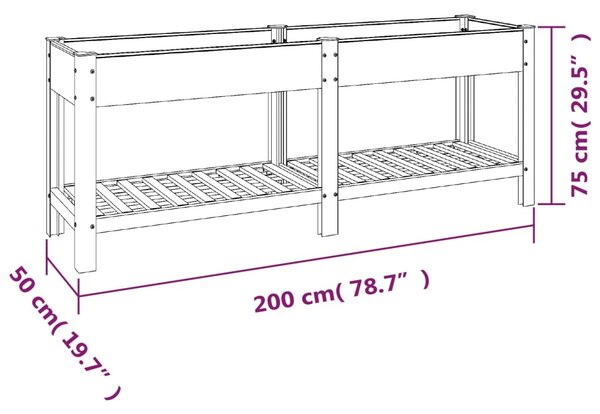VidaXL Ζαρντινιέρα Κήπου Υπερυψωμένη με Ράφι Γκρι 200x50x75 εκ από WPC