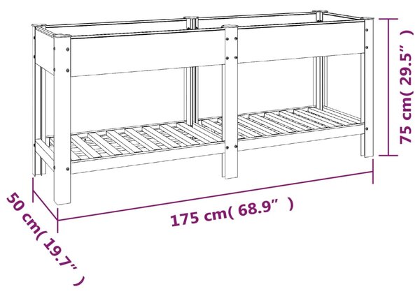 VidaXL Ζαρντινιέρα Κήπου Υπερυψωμένη με Ράφι Γκρι 175x50x75 εκ από WPC