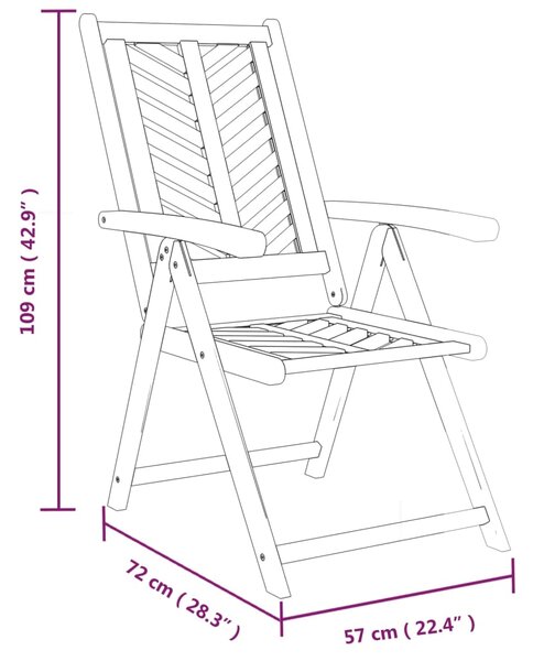 VidaXL Καρέκλες Κήπου Ανακλινόμενες 2 τεμ. από Μασίφ Ξύλο Ακακίας