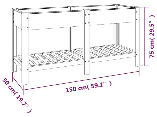 VidaXL Ζαρντινιέρα Κήπου Υπερυψωμένη με Ράφι Γκρι 150x50x75 εκ από WPC