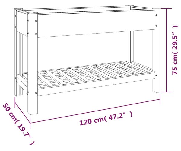 VidaXL Ζαρντινιέρα Κήπου Υπερυψωμένη με Ράφι Γκρι 120x50x75 εκ από WPC