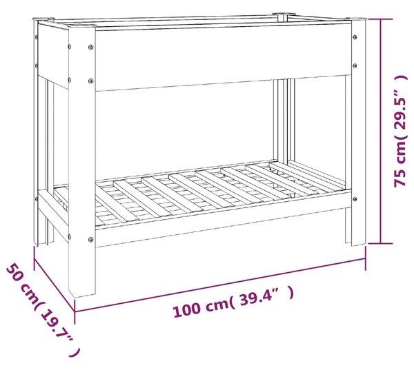 VidaXL Ζαρντινιέρα Κήπου Υπερυψωμένη με Ράφι Γκρι 100x50x75 εκ από WPC