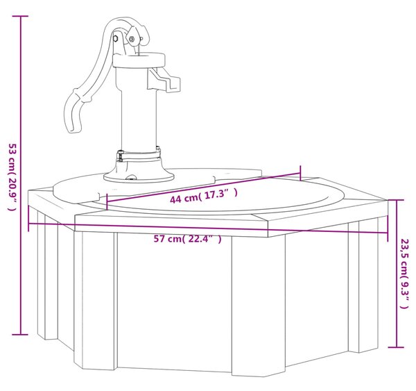 VidaXL Σιντριβάνι με Αντλία 57 x 57 x 53 εκ. από Μασίφ Ξύλο Ελάτης