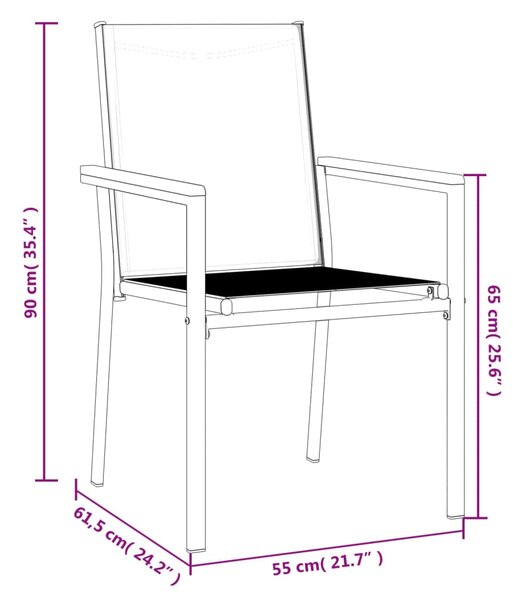 VidaXL Καρέκλες Κήπου 2 τεμ. Μαύρο 55x61,5x90 εκ. από Textilene/Ατσάλι