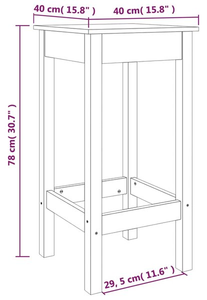 VidaXL Καρέκλες Μπαρ 2 τεμ. Γκρι 40x40x78 εκ. Μασίφ Ξύλο Πεύκου