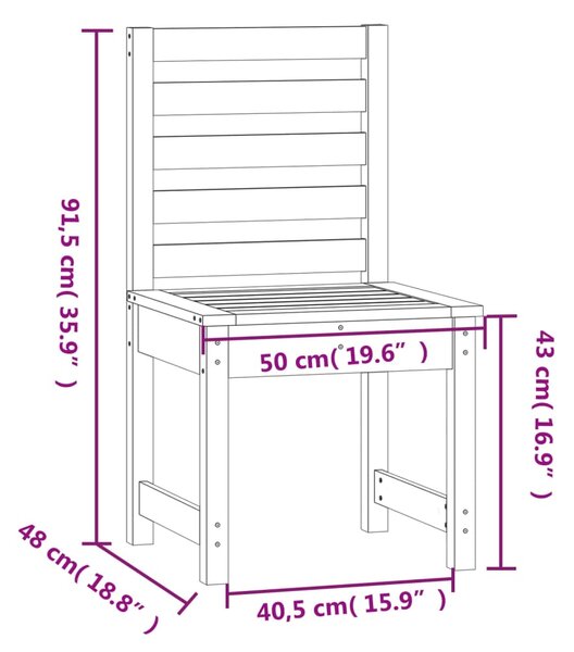 VidaXL Καρέκλες Κήπου 2 τεμ. Γκρι 50x48x91,5 εκ. Μασίφ Ξύλο Πεύκου