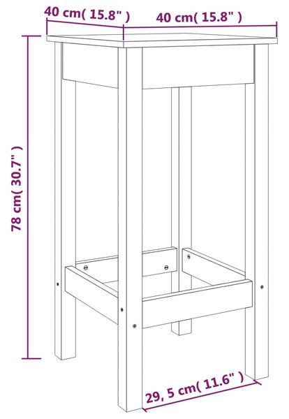 VidaXL Καρέκλες Μπαρ 2 τεμ. Καφέ Μελί 40x40x78 εκ. Μασίφ Ξύλο Πεύκου