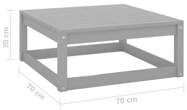 VidaXL Υποπόδιο Κήπου 70 x 70 x 30 εκ. από Μασίφ Ξύλο Πεύκου Γκρι