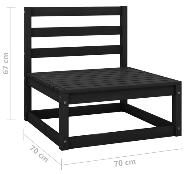 VidaXL Σαλόνι Κήπου Σετ 3 Τεμαχίων Μαύρο από Μασίφ Ξύλο Πεύκου