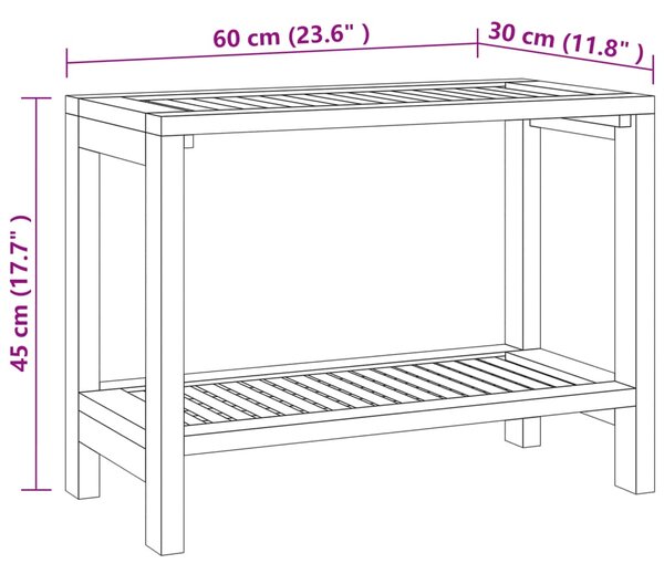 VidaXL Τραπέζι Βοηθητικό Μπάνιου 60 x 30 x 45 εκ. από Μασίφ Ξύλο Teak