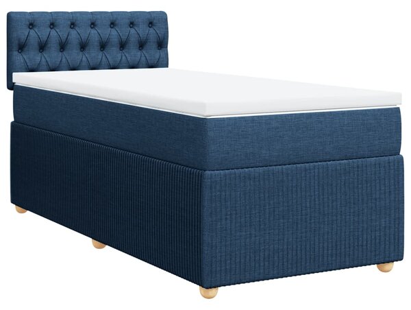 VidaXL Κρεβάτι Boxspring με Στρώμα Μπλε 90x190 εκ.Υφασμάτινο