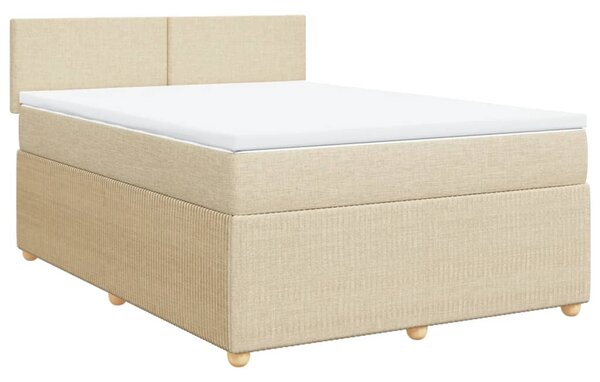 VidaXL Κρεβάτι Boxspring με Στρώμα Κρεμ 140x190 εκ. Υφασμάτινο