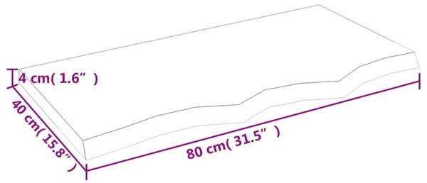 VidaXL Ράφι Τοίχου 80x40x(2-4) εκ. από Ακατέργαστο Μασίφ Ξύλο Δρυός