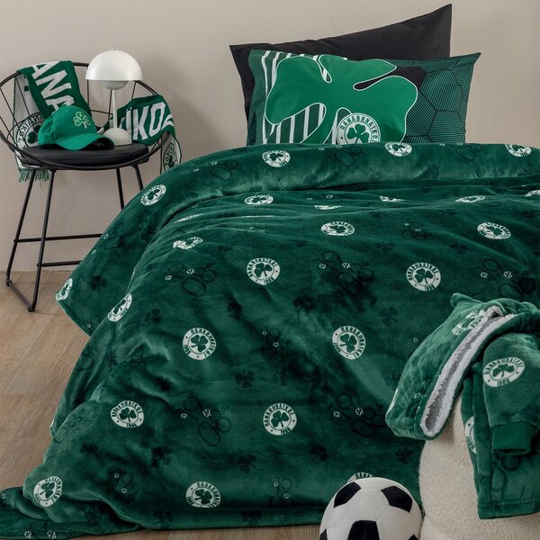 Κουβέρτα Fleece Μονή Με Γουνάκι (160x220) Palamaiki Panathinaikos BL