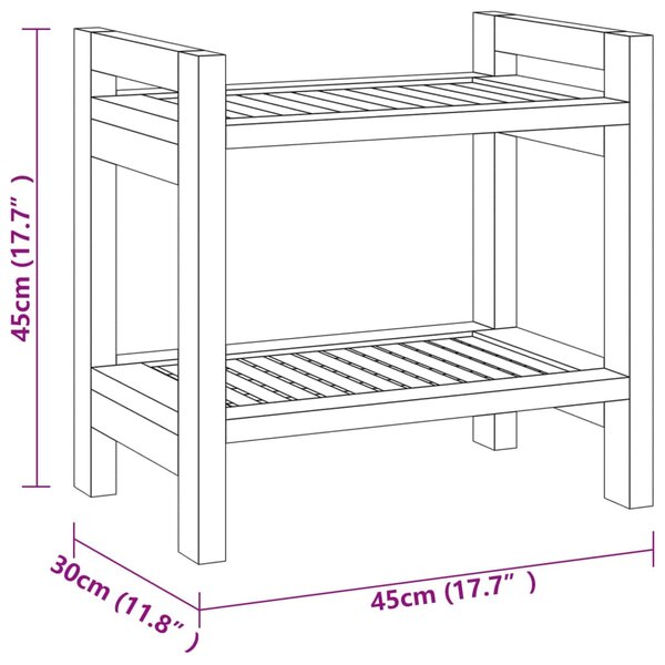 VidaXL Τραπέζι Βοηθητικό Μπάνιου 45 x 30 x 45 εκ. από Μασίφ Ξύλο Teak