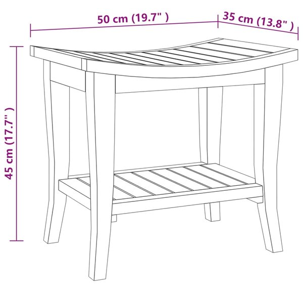 VidaXL Τραπέζι Βοηθητικό Μπάνιου 50 x 35 x 45 εκ. από Μασίφ Ξύλο Teak