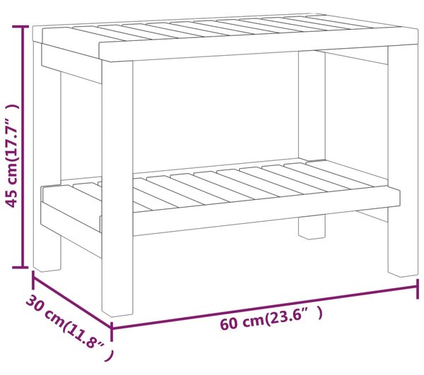 VidaXL Τραπέζι Βοηθητικό Μπάνιου 60 x 30 x 45 εκ. από Μασίφ Ξύλο Teak