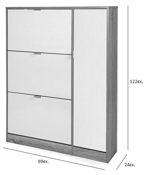 Παπουτσοθήκη Με 3 Ράφια/18 Θέσεων & Ντουλάπι (99x24x122) Spitishop Gardien Natural