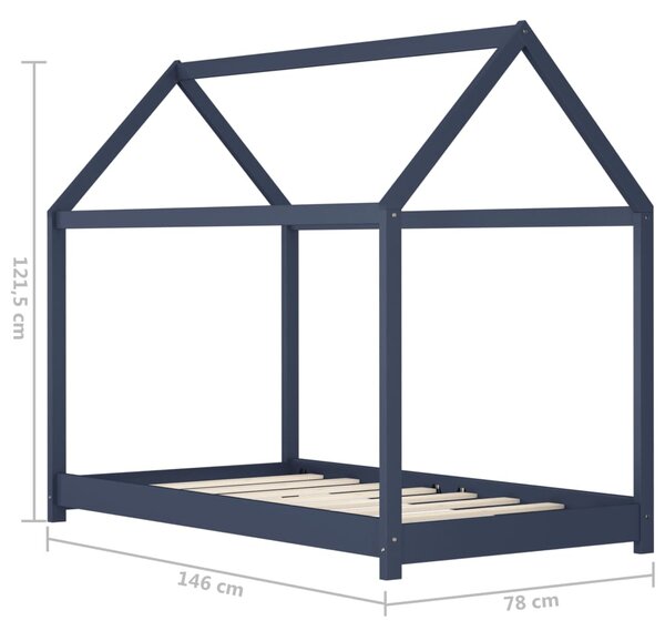 VidaXL Πλαίσιο Κρεβατιού Παιδικό Γκρι 70 x 140 εκ. Μασίφ Ξύλο Πεύκου