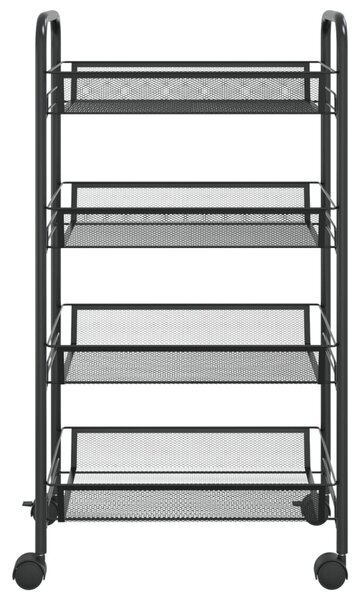 VidaXL Τρόλεϊ Κουζίνας 4 Επιπέδων Μαύρο 46 x 26 x 85 εκ. Σιδερένιο