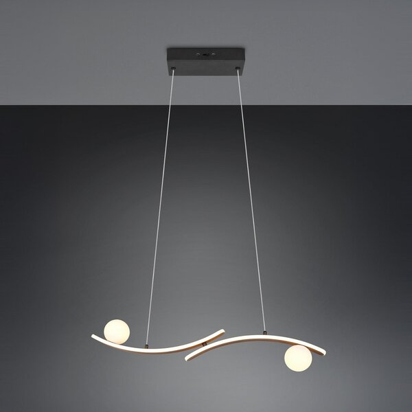 Trio Lighting Κρεμαστό φωτιστικό LED Napoli, μαύρο ματ, μήκος 82 cm, μέταλλο, ρυθμιζόμενος, Μαύρο, Σαλόνι / τραπεζαρία, Μέταλλο, σύγχρονο