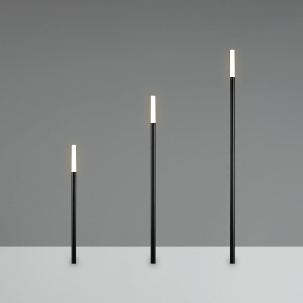Reality Leuchten Φωτιστικό LED με στήριγμα για γείωση STICK, μαύρο, 3 φλόγες, IP44, βύσμα, Μαύρο, Μέταλλο, σύγχρονο