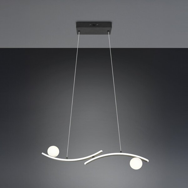 Trio Lighting Κρεμαστό φωτιστικό LED Napoli, μαύρο ματ, μήκος 82 cm, μέταλλο, ρυθμιζόμενος, Μαύρο, Σαλόνι / τραπεζαρία, Μέταλλο, σύγχρονο