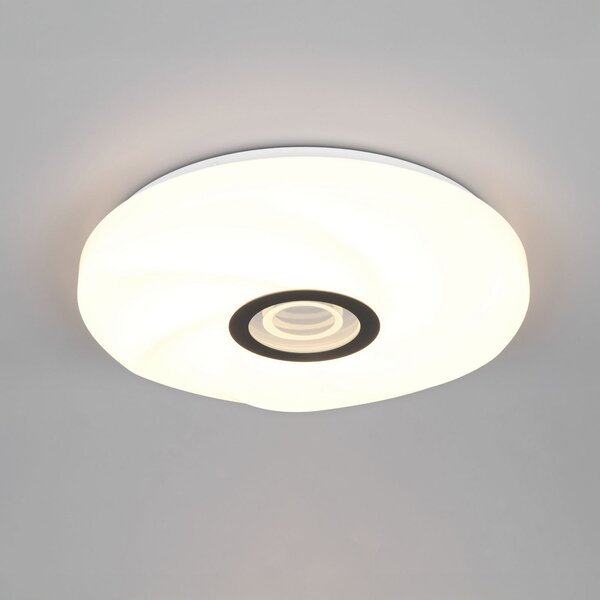 Reality Leuchten Φωτιστικό οροφής LED Sano, λευκό, Ø 39 cm, CCT, τηλεχειριστήριο, ρυθμιζόμενος, Λευκό, Σαλόνι / τραπεζαρία, Πλαστικό, σύγχρονο