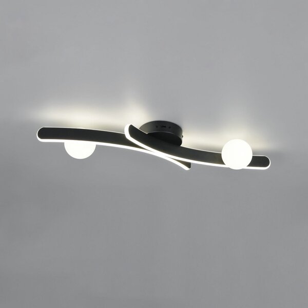 Trio Lighting Φωτιστικό οροφής LED Napoli, μαύρο ματ, μήκος 70 cm, μέταλλο, ρυθμιζόμενος, Μαύρο, Σαλόνι / τραπεζαρία, Μέταλλο, σύγχρονο