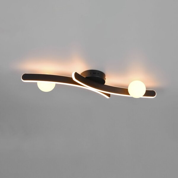Trio Lighting Φωτιστικό οροφής LED Napoli, μαύρο ματ, μήκος 70 cm, μέταλλο, ρυθμιζόμενος, Μαύρο, Σαλόνι / τραπεζαρία, Μέταλλο, σύγχρονο