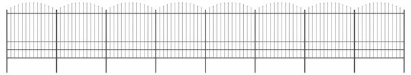 VidaXL Κάγκελα Περίφραξης με Λόγχες Μαύρα (1,75-2) x 13,6 μ. Ατσάλινα