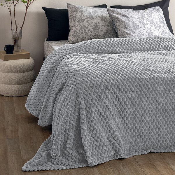 Κουβέρτα Fleece Μονή (160x220) Palamaiki Aster Grey