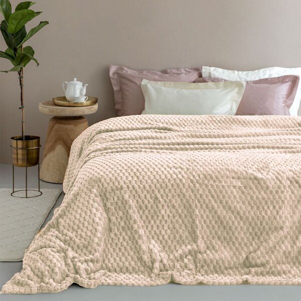 Κουβέρτα Fleece Μονή (160x220) Palamaiki Aster Creme