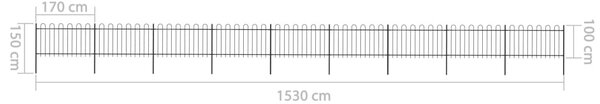 VidaXL Κάγκελα Περίφραξης με Κυκλική Κορυφή Μαύρα 15,3 x 1 μ. Ατσάλινα