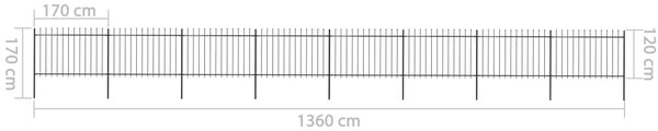 VidaXL Κάγκελα Περίφραξης με Λόγχες Μαύρα 13,6 x 1,2 μ. από Χάλυβα