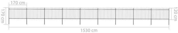 VidaXL Κάγκελα Περίφραξης με Λόγχες Μαύρα 15,3 x 1,2 μ. από Χάλυβα