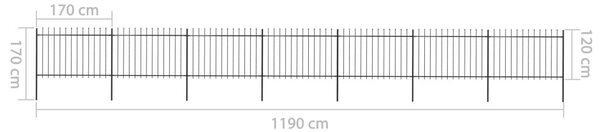 VidaXL Κάγκελα Περίφραξης με Λόγχες Μαύρα 11,9 x 1,2 μ. από Χάλυβα