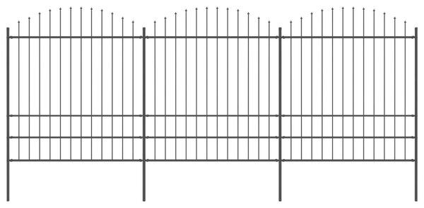 VidaXL Κάγκελα Περίφραξης με Λόγχες Μαύρα (1,75-2) x 5,1 μ. Ατσάλινα